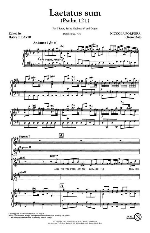 Nicola Porpora Laetatus Sum