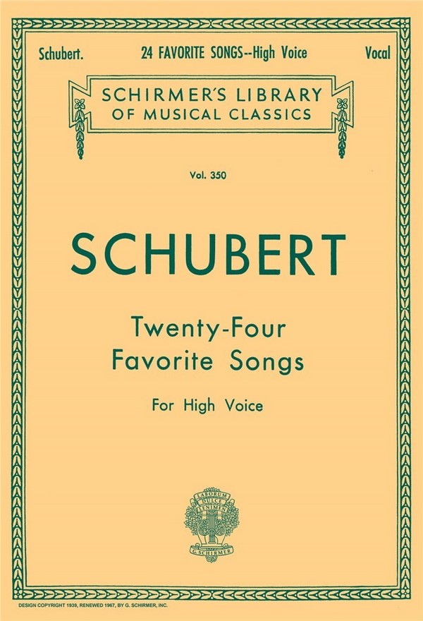 Franz Schubert, Twenty-Four Favorite Songs For High Voice