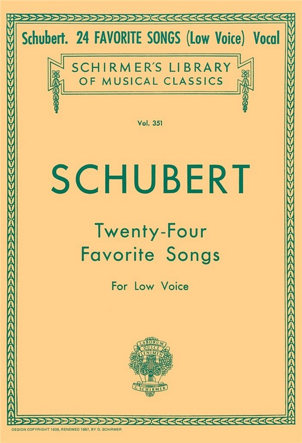 Franz Schubert, Twenty-Four Favorite Songs For Low Voice