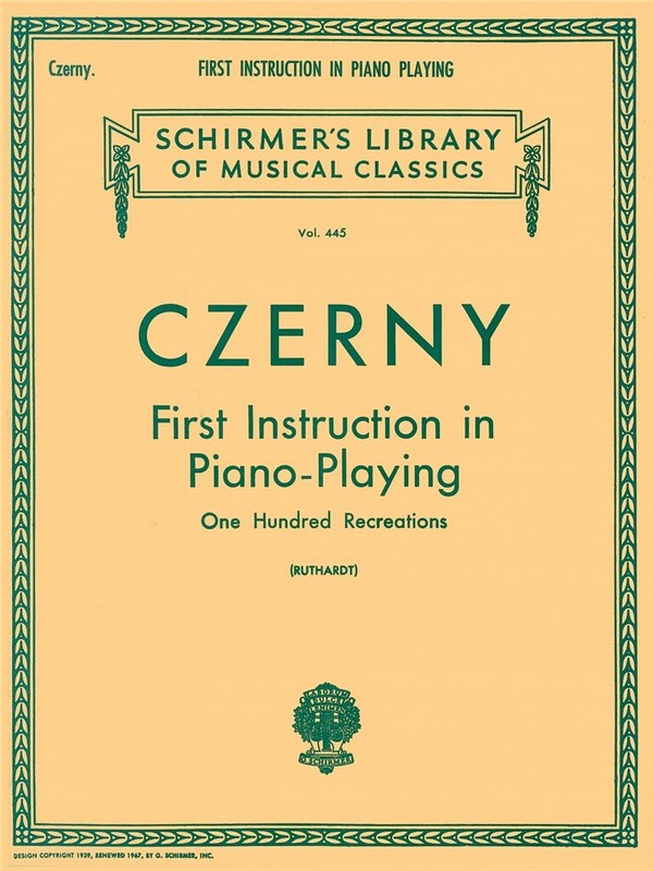 Carl Czerny, First Instruction In Piano Playing