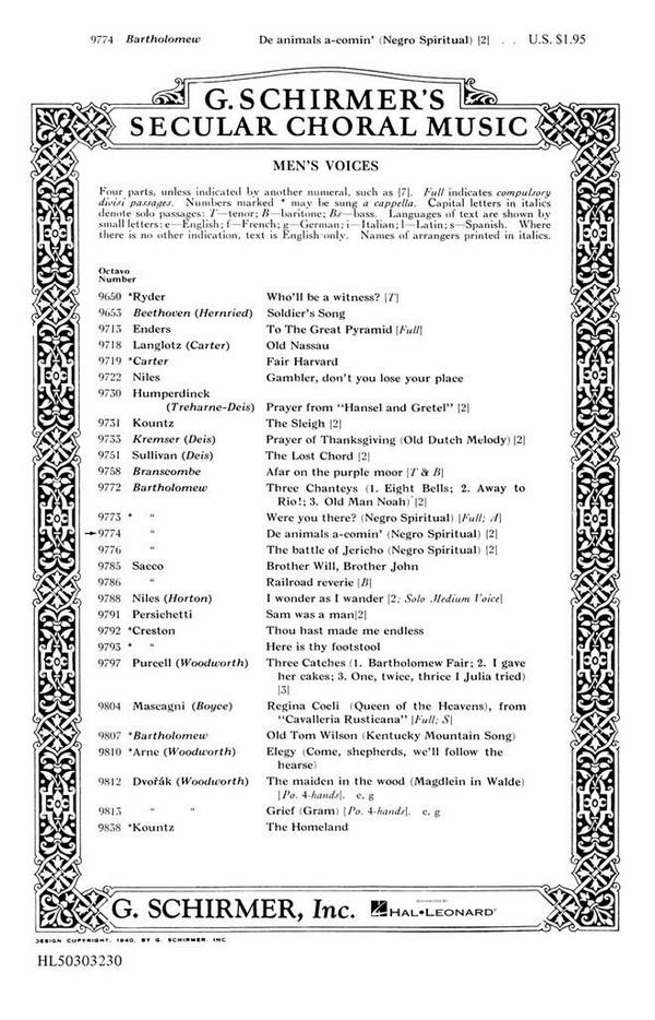 Traditional, De Animals A Comin Spiritual