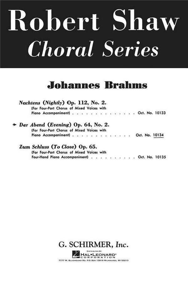Johannes Brahms, Der Abend Op.64 No.2