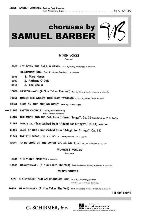 Pack Browning_Samuel Barber, Easter Chorale