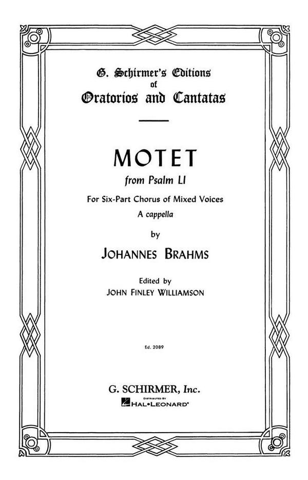 Johannes Brahms, Motet, Op. 29, No. 2 (from Psalm 51)