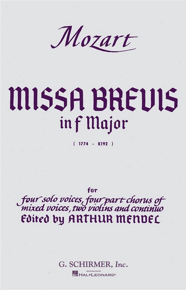 Wolfgang Amadeus Mozart, Missa Brevis In F Major K.192