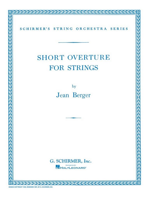 Jean Berger, Short Overture for Strings