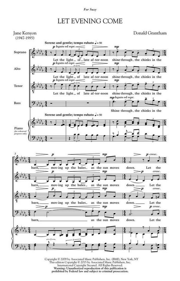 Donald Grantham, Let Evening Come