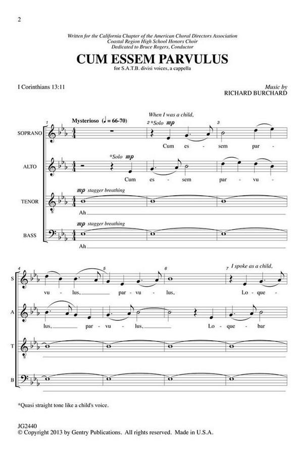 Richard Burchard, Cum Essem Parvulus