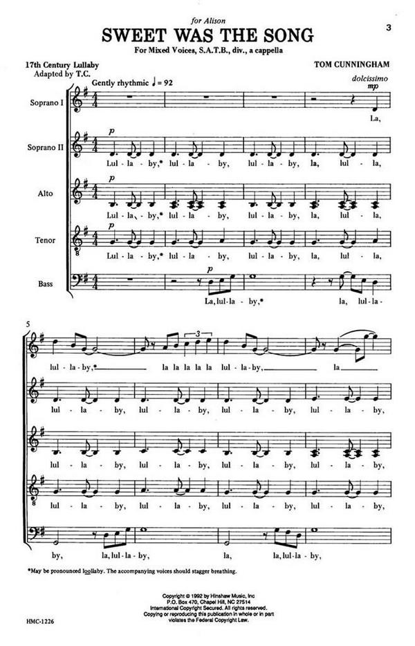 Thomas Cunningham, Sweet Was The Song
