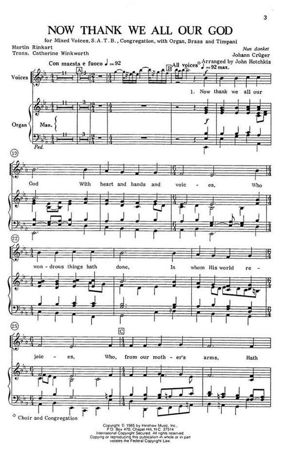 Johann Crueger, Now Thank We All Our God
