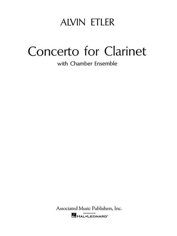 Alvin Etler, Concerto for Clarinet and Chamber Ensemble (1962)