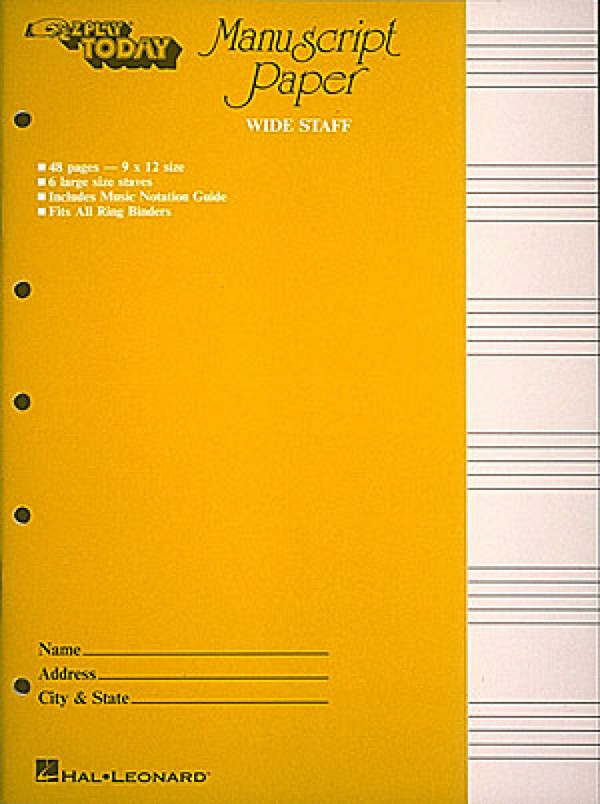 Manuscript Paper Wide Staff 'E-Z Play Today'