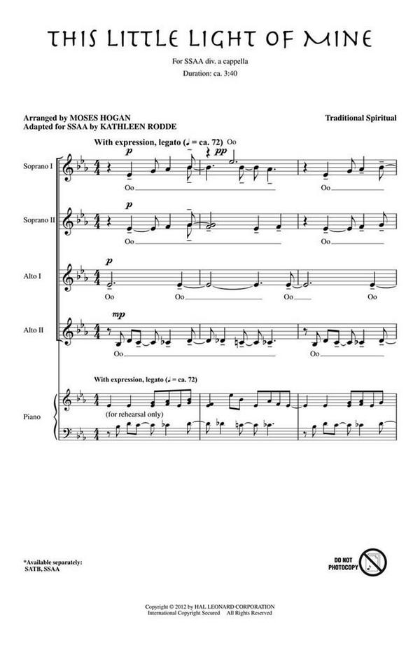 Moses Hogan, This Little Light of Mine