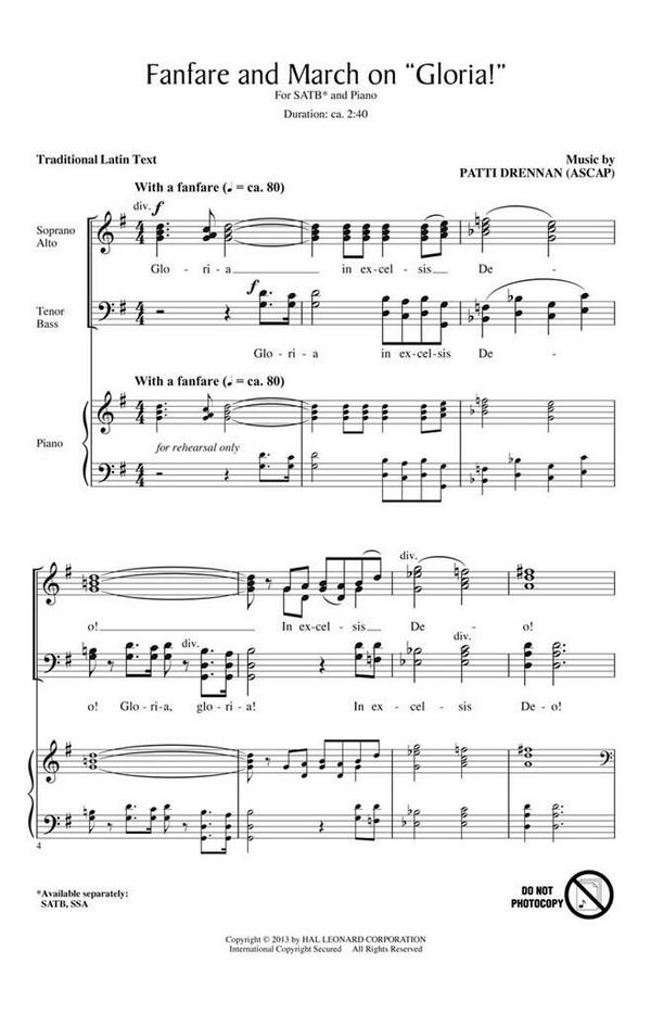 Patti Drennan, Fanfare and March on Gloria!