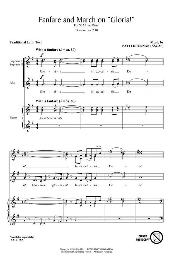 Patti Drennan, Fanfare and March on Gloria!