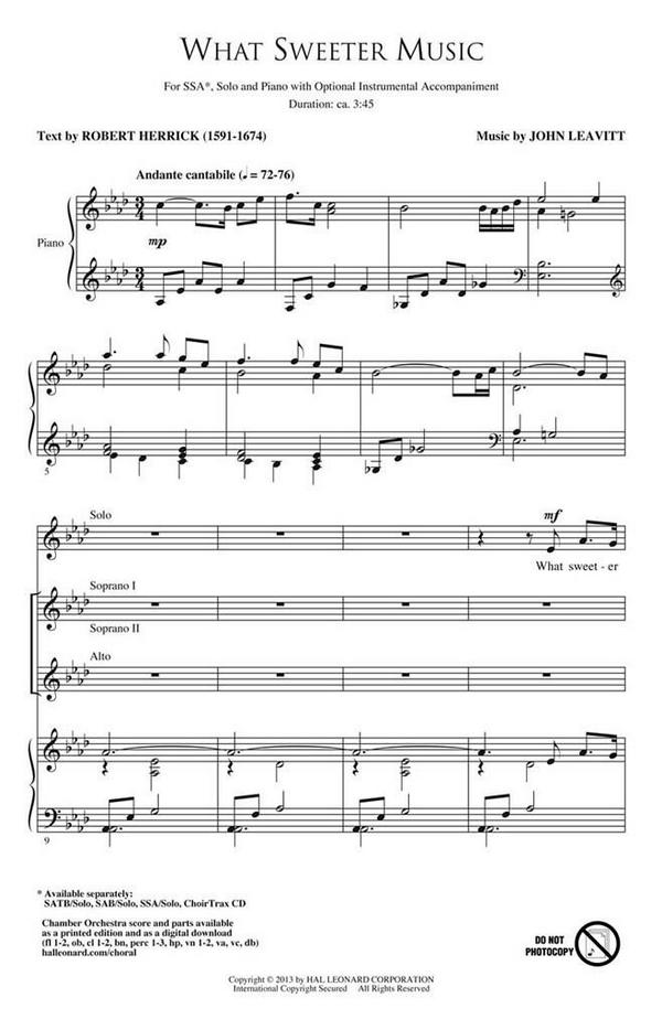 John Leavitt_Robert Herrick, What Sweeter Music