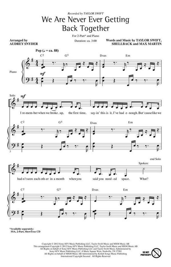 We Are Never Ever Getting Back Tog