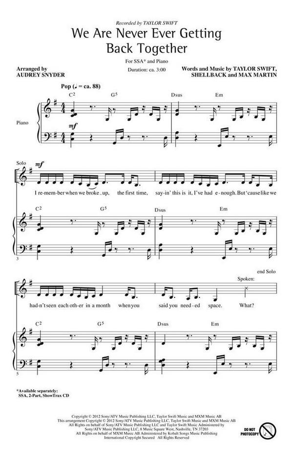 We Are Never Ever Getting Back Tog