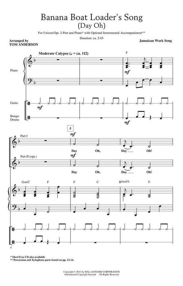 Jamaican Work Song, Banana Boat Loader's Song Day Oh