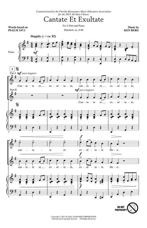 Ken Berg, Cantate et Exultate