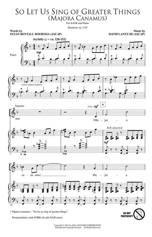 David Lantz III, So Let Us Sing of Greater Things Majora Canamus