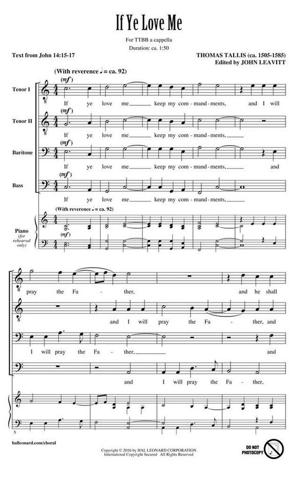 Thomas Tallis, If Ye Love Me
