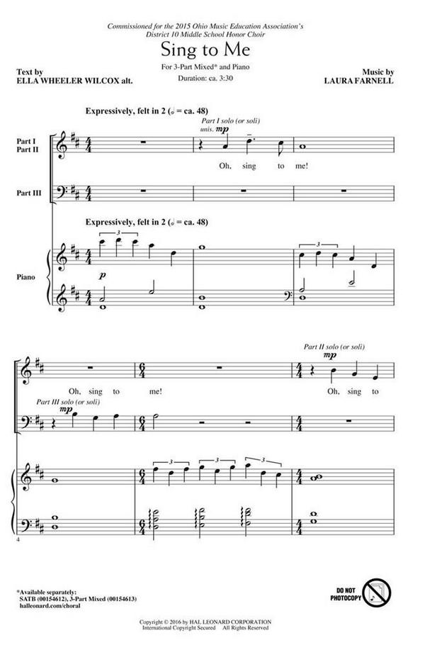 Laura Farnell, Sing to Me