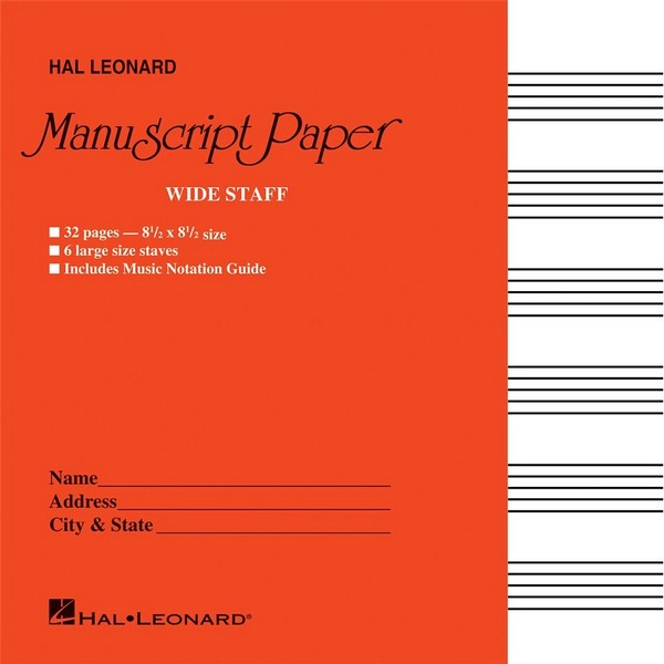 Wide Staff Manuscript Paper Red Cover