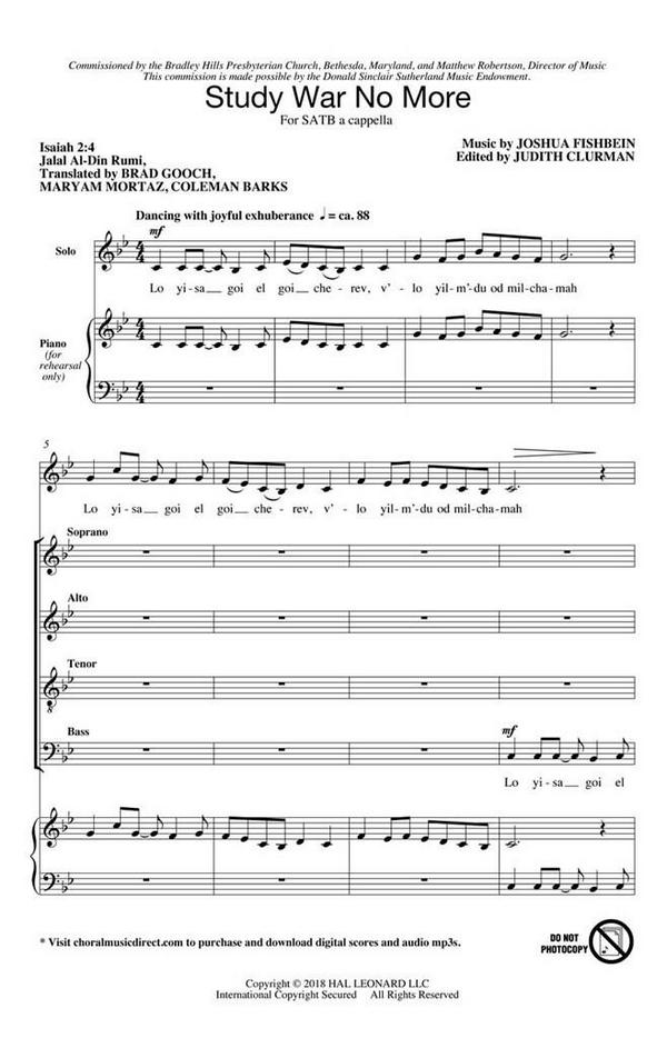 Joshua Fishbein, Study War No More