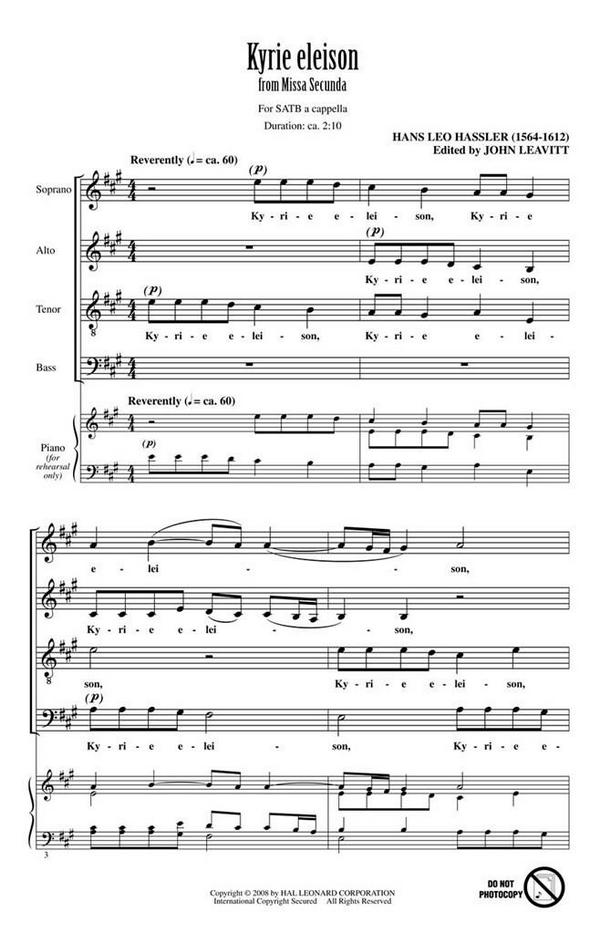 Hans Leo Hassler, Kyrie eleison (from Missa secunda)