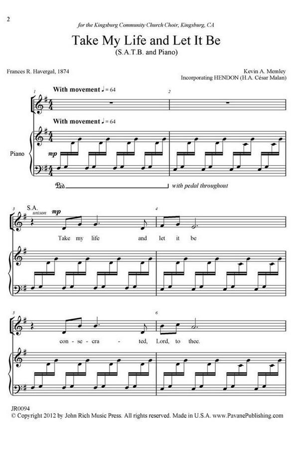 Kevin A. Memley, Take My Life and Let It Be