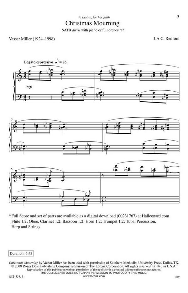 J.A.C. Redford, Christmas Mourning