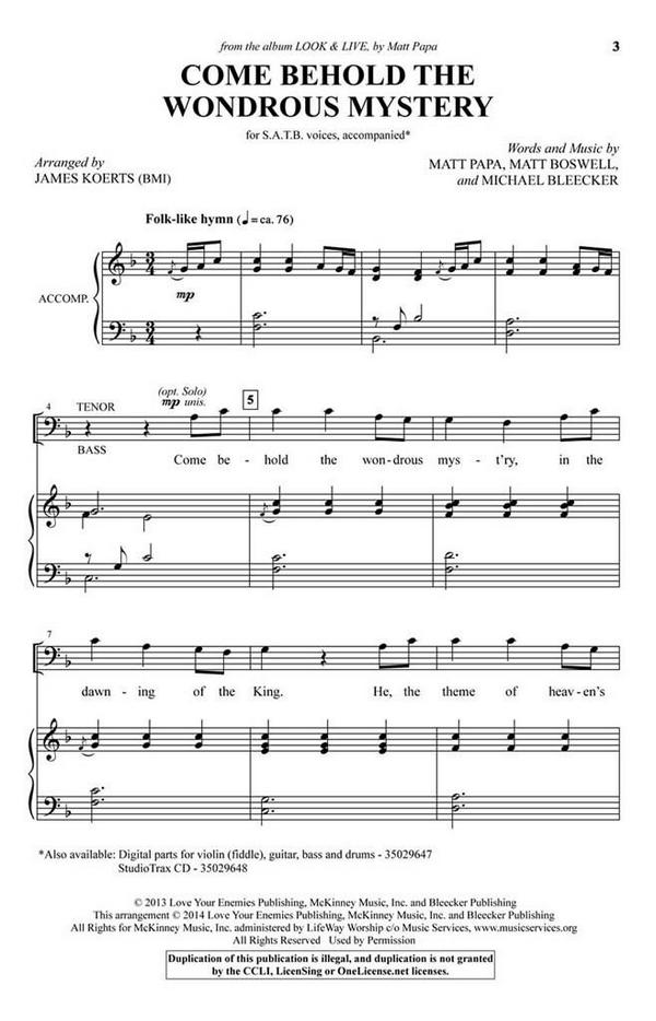 Michael Bleecker_Matt Boswell_Matt Papa, Come Behold the Wondrous Myst