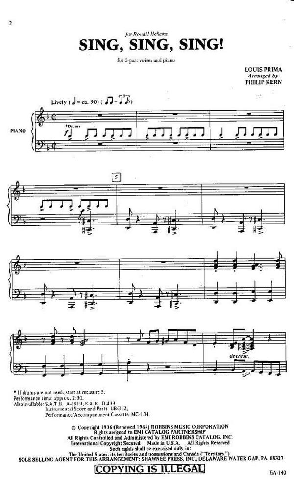 Louis Prima, Sing, Sing, Sing