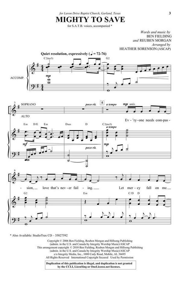 Ben Fielding_Reuben Morgan, Mighty To Save (SATB)