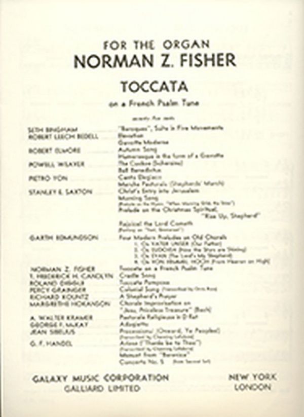 Norman Fisher, Toccata on A French Psalm Tune